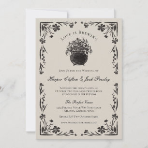 Moody Black Floral Gothic Wedding Invitation