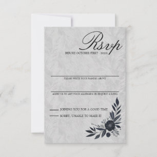 Moody Black Floral RSVP Card