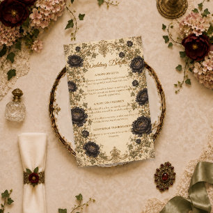 Moody Black Peony Wedding Enclosure Card