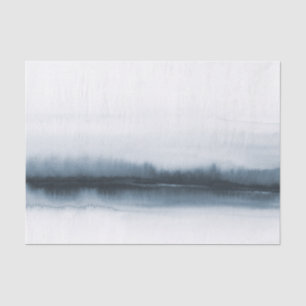 Moody blue abstract watercolor trees decopuage tissue paper