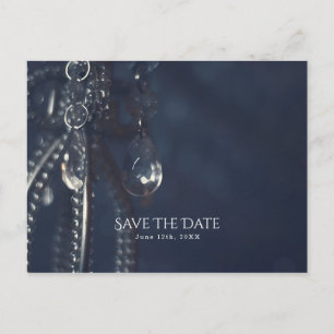 Moody Blue Crystal Elegant Romantic Save the Date Announcement Postcard