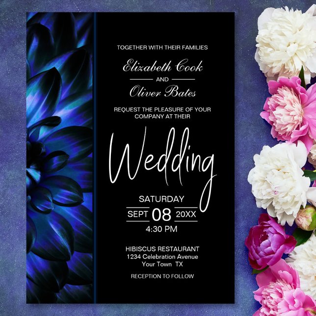 Moody Blue Floral Wedding Invitation (Creator Uploaded)