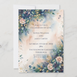Moody Blue Garden Wedding Invitation