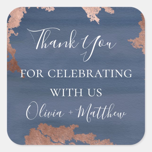 Moody Blue Metallic Personalised Square Sticker (Front)