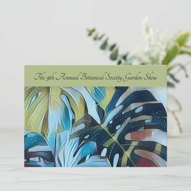 Moody Blue Monstera Botanical Direct Mail Promo An Invitation (Standing Front)