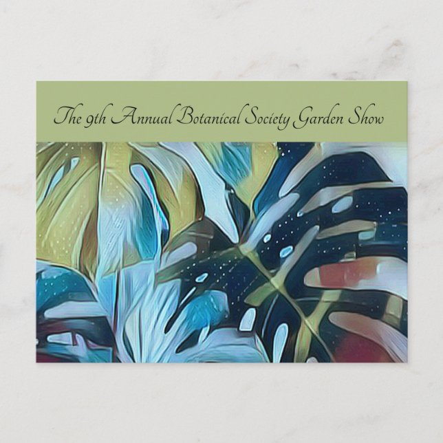 Moody Blue Monstera Botanical Direct Mail Promo Announcement Postcard (Front)