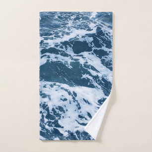 Moody Blue Ocean Waves Bath Towel Set