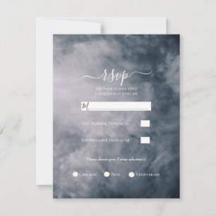Moody Blue Sky Clouds Celestial Wedding RSVP  Invitation