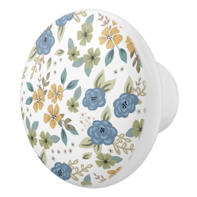 Moody Blues Floral Ceramic Knob (Right)