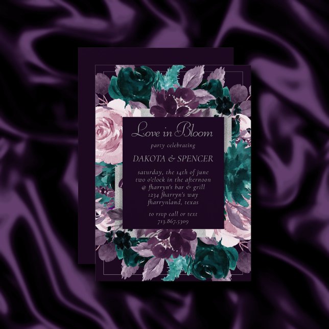Moody Boho | Dark Eggplant Purple Floral Shower Invitation (Creator Uploaded)