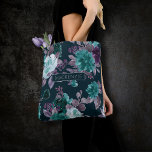 Moody Boho | Deep Teal and Eggplant Purple Pattern Tote Bag<br><div class="desc">Dark and moody gothic-inspired hand-painted theme featuring a deep turquoise blue, teal, and plum purple watercolor floral bouquet embellished by botanical laurel and turquoise teal accents. From the "Boho Bloom" collection, this layout incorporates a rich Bohemian wildflower bouquet with radiant flower blooms and eucalyptus greenery foliage. For other colours, styles,...</div>