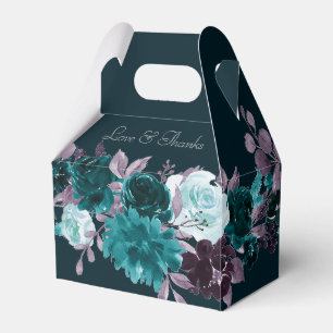 Moody Boho Deep Teal and Purple Floral Custom Favour Box