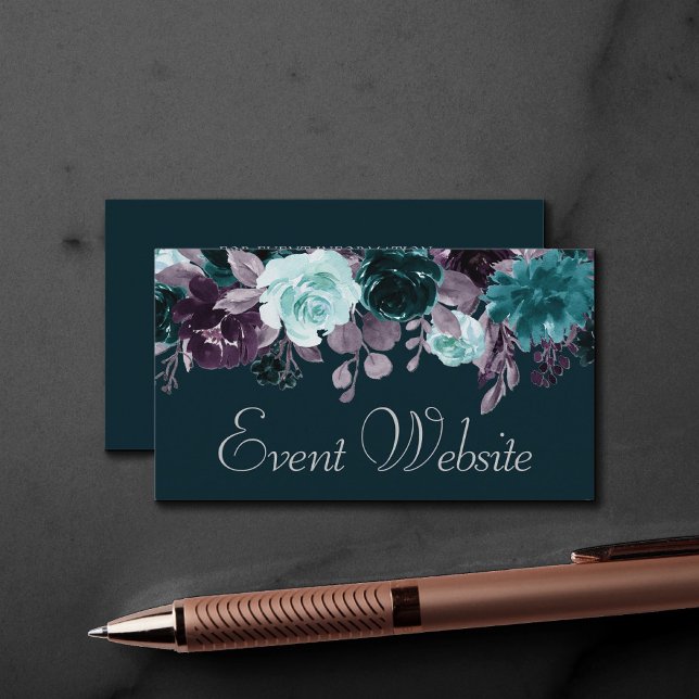 Moody Boho | Deep Teal and Purple Floral Website Enclosure Card (Creator Uploaded)