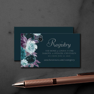 Moody Boho   Deep Teal Turquoise Purple Registry Enclosure Card