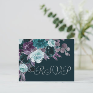 Moody Boho   Deep Teal Turquoise Purple Response Postcard