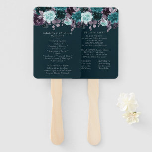 Moody Boho   Deep Turquoise Teal Purple Programs Hand Fan