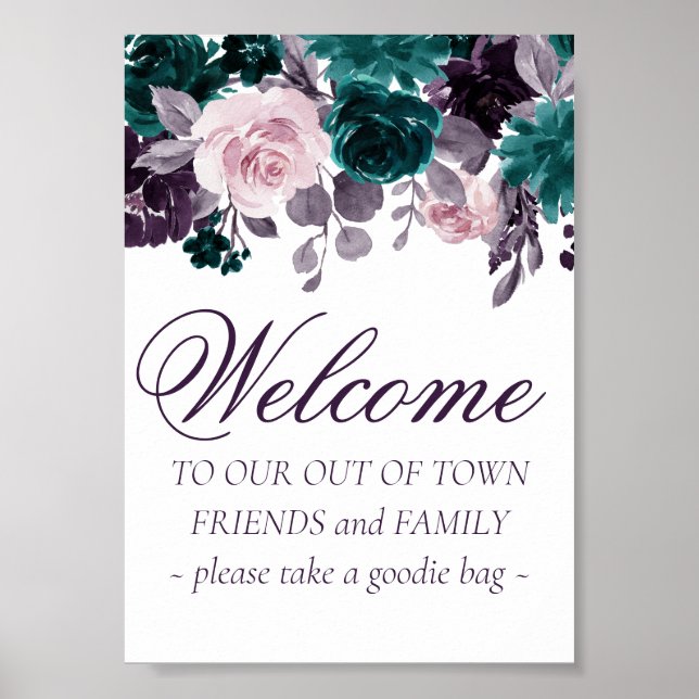 Moody Boho | Eggplant and Teal Out of Town Guests Poster (Front)