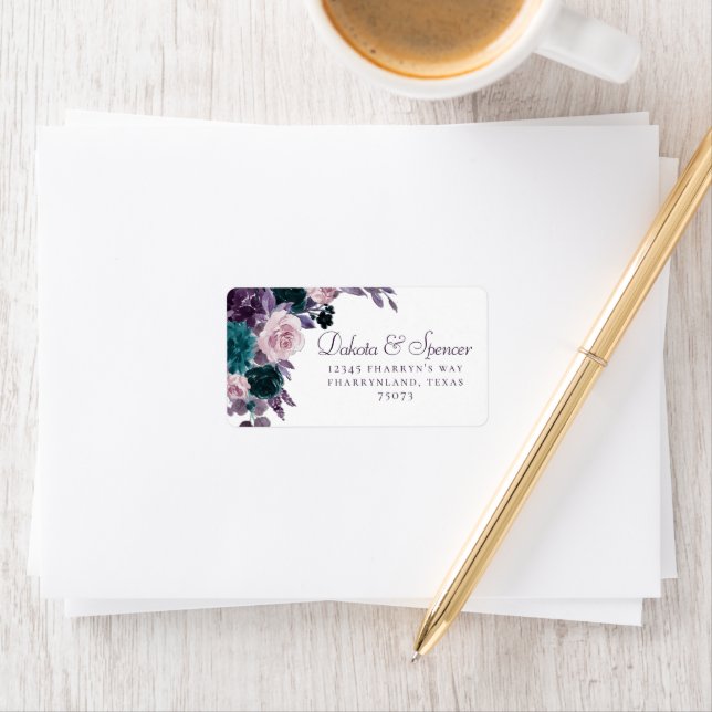 Moody Boho | Eggplant Purple and Teal Address Label (Insitu)
