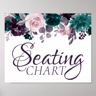 Moody Boho   Eggplant Purple and Teal Seating Poster