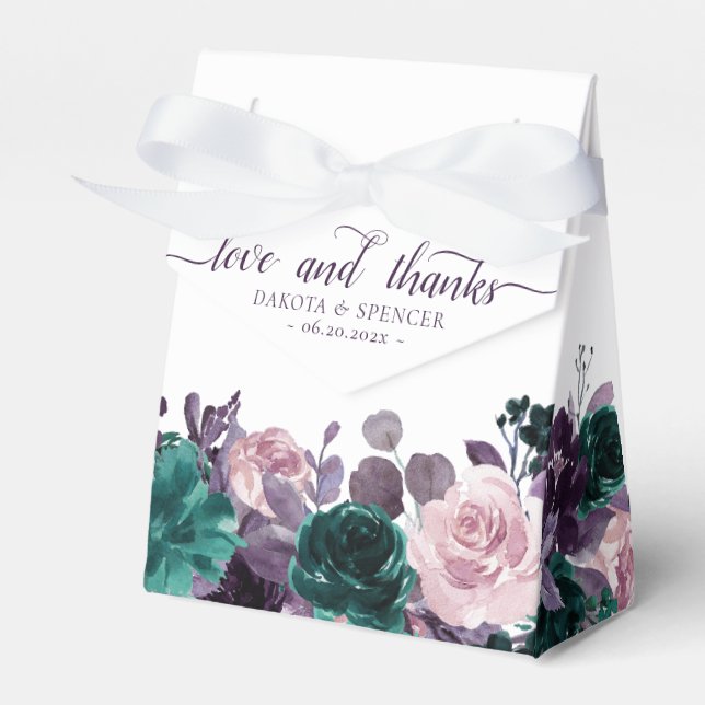 Moody Boho | Eggplant Purple and Teal Thank You Favour Box (Front Side)