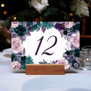 Moody Boho Eggplant Purple Dark Floral Frame Table Number