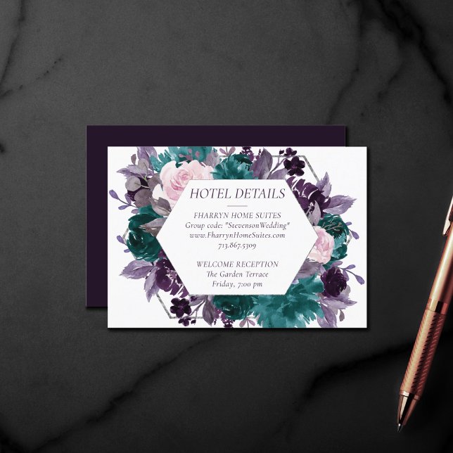 Moody Boho | Eggplant Purple Floral Frame Details Enclosure Card (Creator Uploaded)