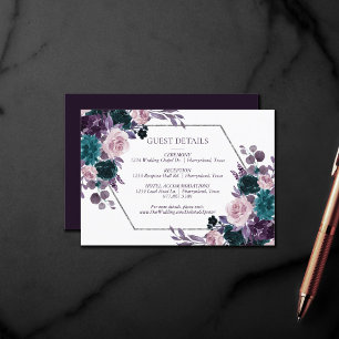 Moody Boho   Eggplant Purple Floral Guest Details Enclosure Card