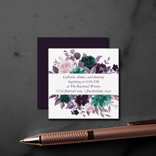 Moody Boho Eggplant Purple Floral Reception Enclosure Card