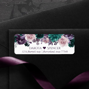Moody Boho   Eggplant Purple Floral Wedding Heart