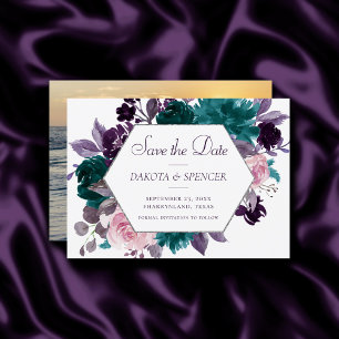 Moody Boho   Eggplant Purple Floral Wreath Frame  Save The Date