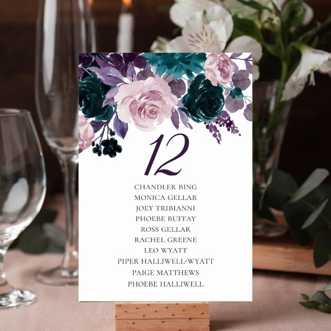 Moody Boho | Eggplant Purple Wedding Guest Names Table Number (Creator Uploaded)