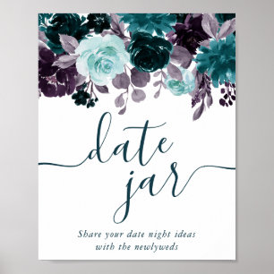 Moody Boho   Teal and Eggplant Purple Date Jar Poster