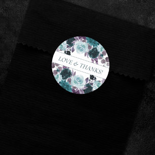 Moody Boho   Teal and Eggplant Purple Rose Custom Classic Round Sticker