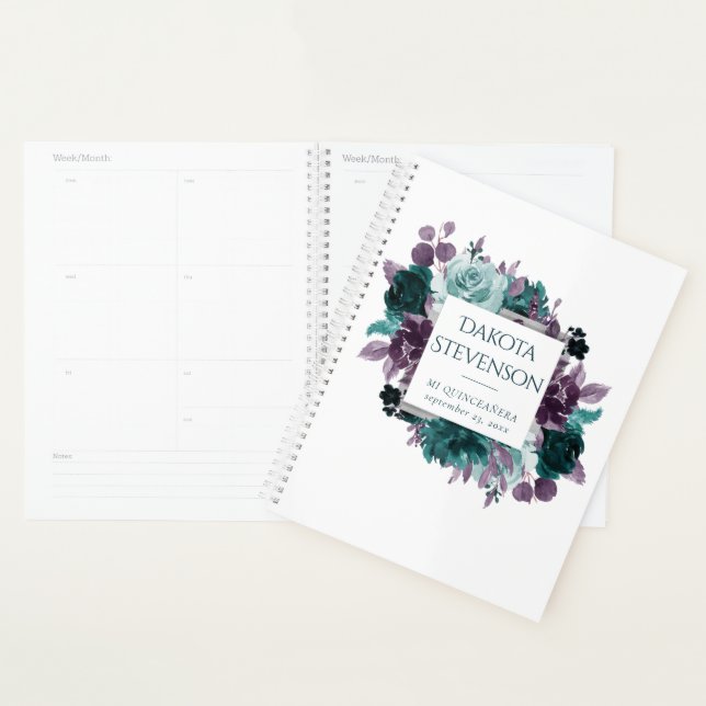 Moody Boho | Teal and Purple Dark Floral Custom Planner (Display)