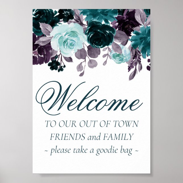 Moody Boho | Teal and Purple Out of Town Guests Poster (Front)
