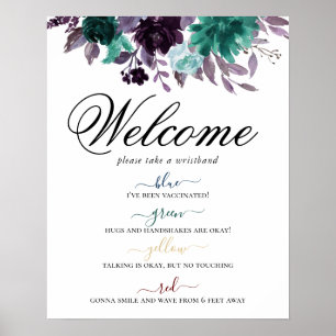 Moody Boho   Teal and Purple Social Distancing Poster