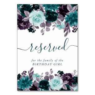 Moody Boho   Teal Dark Floral Garland Reserved Table Number