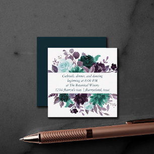 Moody Boho   Teal Floral Garland Reception Detail Enclosure Card