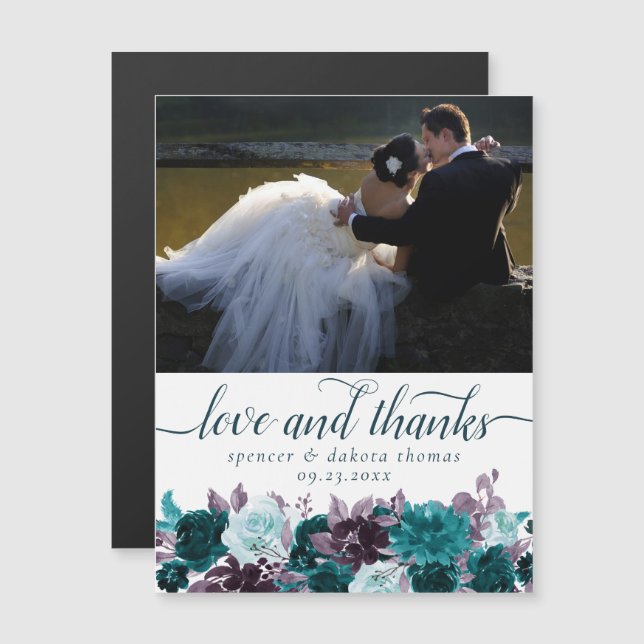 Moody Boho | Teal Purple Photo Thank you Magnet (Front/Back)
