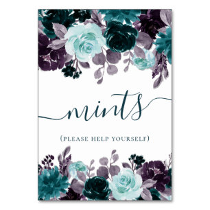 Moody Boho   Teal Turquoise and Purple Treats Table Number