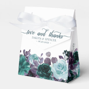 Moody Boho   Teal Turquoise Floral Love and Thanks Favour Box