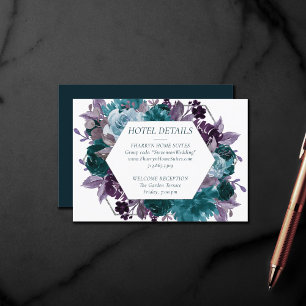 Moody Boho   Teal Turquoise Purple Bouquet Details Enclosure Card