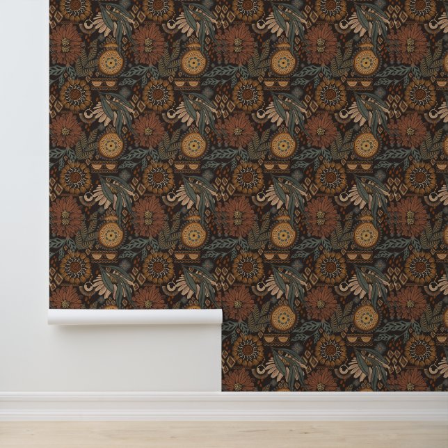 Moody Botanical Floral  Wallpaper (Application)