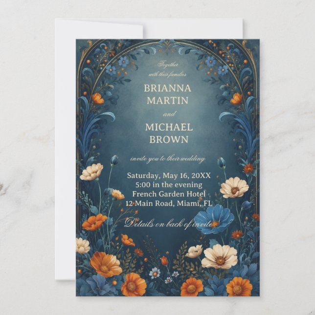 Moody Botanical Ornamental Invitation (Front)