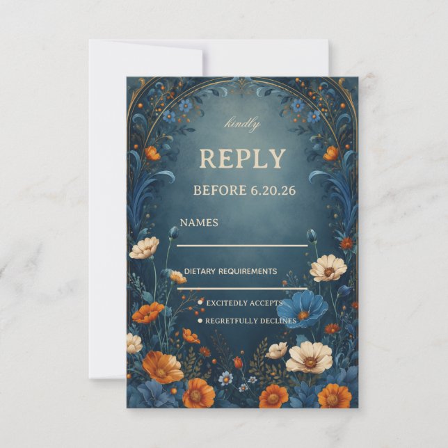 Moody Botanical Ornamental RSVP Card (Front)