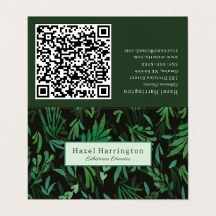 Moody Botanical QR Code Folded Business Card