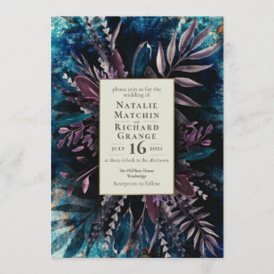 Moody Bouquet botanical wedding Invitation