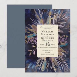 Moody Bouquet botanical wedding Invitation