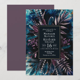 Moody Bouquet botanical wedding Invitation