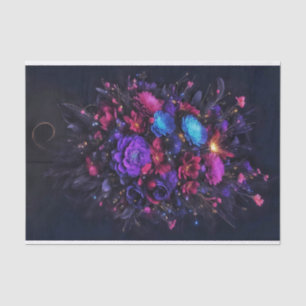 Moody Bouquet dark flowers purple pink blue Tissue Paper
